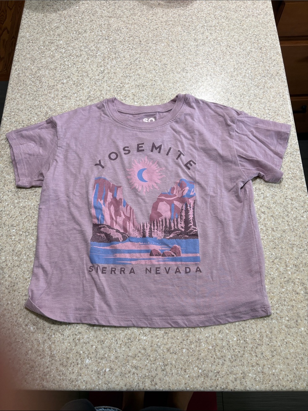 SO cropped purple short sleeve shirt size XL 14/16 Yosemite